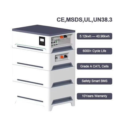 calidad 51.2V 200Ah 10.24kWh Sistema de almacenamiento de energía solar acumulado todo en uno Inversor híbrido de 5kW para respaldo fotovoltaico doméstico fábrica